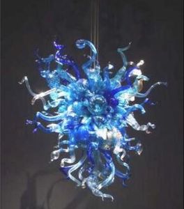 Märke Lampor Ocean Blue Chandeliers Lampa LED Taklampor Murano Glass Villa Decor Clandelier-W