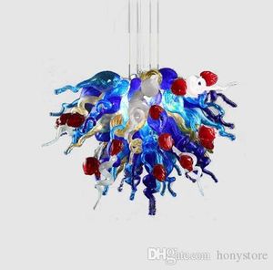 Azul Modern Art Decor Flor Lâmpadas Pingente de Pingente Estilo Esplhido Murano Glass Hotel Chandelier Iluminação LED Lâmpadas Luxo Luminárias