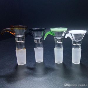 Tigelas de vidro coloridas do tipo copo para bongos lanchohs de 14 mm de 18 mm de junta masculina com alça verde azul transparente