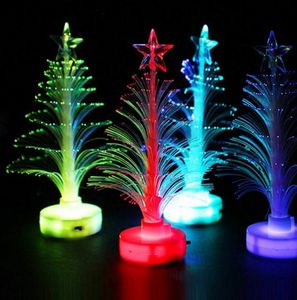 Wholesale fiber optic christmas tree resale online - Fast Shipping Colorful LED Fiber Optic Lamp Christmas Tree Nightlight Children Party Accessories Gift SN608