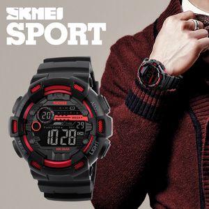 Skmei big dial LED display multi time zone 5 ATM waterproof sport digital chrono tactical watch man 1243