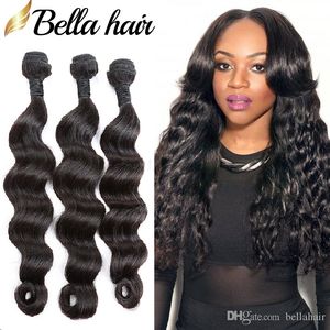 Bellahairブラジルの髪の束が緩んでいない未処理の人間のバージンの髪の織り自然な色の二重レミーの髪の緯糸の拡張