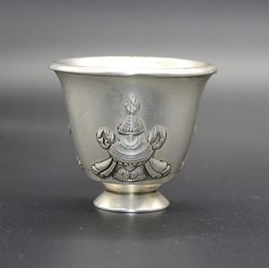 China velho Feng Shui ornamentos branco Copper Silver chapeamento de vidro de vinho
