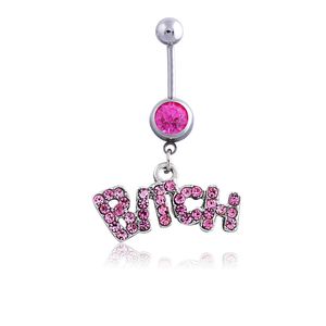 Navel & Bell Button Rings Cute Letter Crystal Body Jewelry Piercings Stainless Steel Rhinestone Piercing Dangle Rings for Women Gift