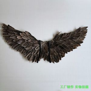 Cinza Anjo Asas de Penas Crianças Adultos Meninas Fadas Asas Cosplay Adereços Festa de Casamento Decoração Navidad pura handmade frete grátis