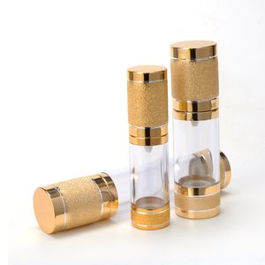 Gold Cosmetic Airless Bottle 15ml 30ml Portable Refillable Pump Dispenser Bottles For Lotion Cosmetics Container Pink