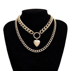 Collana con cuore amore medaglione catene d'oro collane multistrato girocolli donne gioielli di moda hip hop