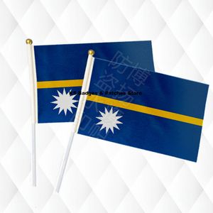 Nauru el tuttu sopa bez bayrakları güvenlik topu üst el ulusal bayraklar 14 * 21 cm 10 adet bir lotlibya