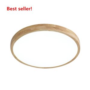 Nordic minimalist creative remote control living room lamp style ultra-thin round bedroom lamp solid wood bedroom ceiling lamp