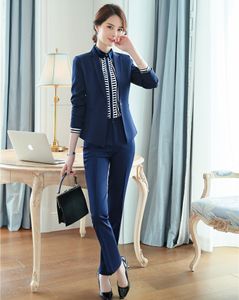 Formal Pant Suits for Women Work Wear Suits Blazer and Jacket Set Work Wear Ladies Office Uniform Styles Navy Blue