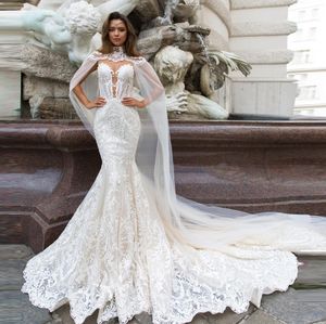 Abiti da sposa a sirena con bottoni sul retro staccabili avvolgenti abito da sposa con applicazioni abito da sposa Mariage Abiti da sposa 2020