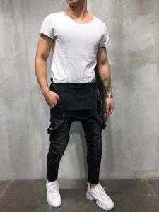 2019 New Style Men's Ripped Jeans Jumpsuits Hi Street Distressed Denim Bib Overalls for Man Suspender Pants1191f