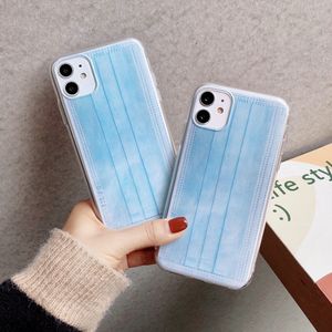 Face Masks Case For iPhone 11 Pro Max Soft TPU Blue Masks Back Cover For iphone 7 8 Plus XS XR Free Shipping
