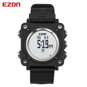 Ezon L012ユニークなVogue Men Digital Watch World Time StopWatch Compass Multifunctionカジュアル腕時計