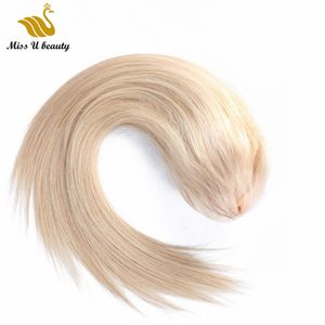 Fermagli per capelli umani Remy brasiliani in estensione coda di cavallo Colore naturale Capelli lisci biondi castani neri 100 g