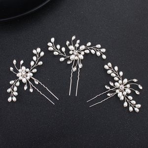 3PCS Fashion Copper Wire Handmade Austrian Crystal Pearls Hairpins Wedding Hair Accessories Women Hairpieces Bride's Tiara JCF030