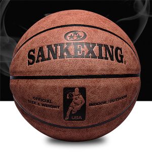 SANKEXING Basketball Professional Basketball Ball Size 7 Leather Indoor Outdoor Anti-slip Team Sports Ball for Men Fitnees Balls