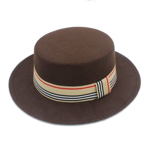 Moda-Kobiety Mężczyźni Wełna Mieszkanie Homburg Fedora Kapelusz Pani Dżentelmen WinterJazz Boater Panama Top Caps Dobry Pakiet Rozmiar 56-58cm