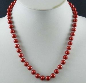 Handgeknüpfte natürliche 8 mm weiße/rote/blaue/grüne/gelbe/graue/rosa/braune Muschelperlenkette, 46 cm, 2 Stück/Lot, Modeschmuck