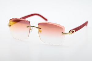 Selling Rimless diamond Cut 3524012-A Red Plank Sunglasses Fashion High Quality Metal Glasses Unisex gold frame Eyewear
