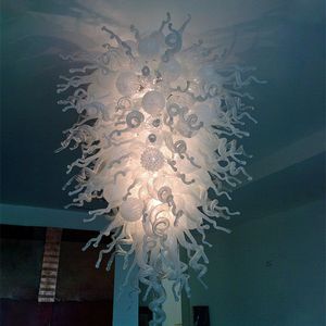 الثريا الحديثة فاتحة مصباح غرفة المعيشة الزجاج الأبيض قلادة 100 ٪ يدوي الزجاج الفني LED الإضاءة