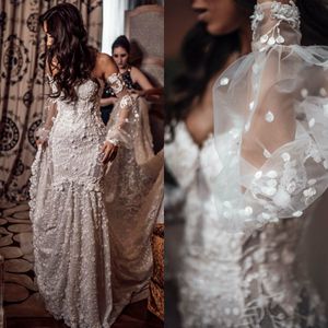 2020 Straplez Mermaid Gelinlik Aplike Dantel Sequins Inciler Gelin Törenlerinde Sweep Tren Gelinlik Vestidos de novia