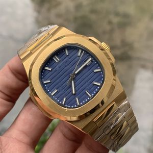 Top Watch Blue Dial Asia 2813 Movement 40mm 5711/1A 5711J Mechanical Transparent Golden Steel Automatic Mens Watches Wristwatches