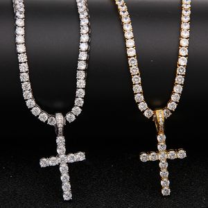 Mens Hip Hop Cross necklaces For Male Cubic Zirconia CZ Iced out pendant Bling Bling Rapper chains Hiphop Jewelry Gift