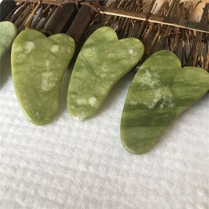 Natürlicher dunkelgrüner Jade-Guasha-Brett-Massagestein für Gesichtsaugen, Schaben, Gesundheitspflege, Akupunkturpunkte, Plattenmassagegerät