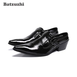 Batzuzhi Personalità Scarpe da uomo Punta a punta Scarpe eleganti in vera pelle nera Scarpe da lavoro slip-on Zapatos Hombre, US6-S12