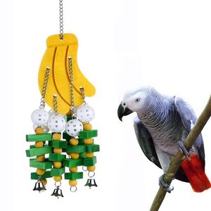 Muz Dize Pet Malzemeleri Ahşap Papağan Malzemeleri Gri Macaws Papağan Kafes Bite Oyuncaklar Kuş Çiğneme Oyuncak