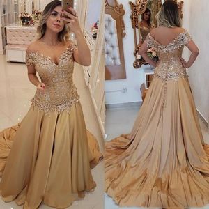 Weg von der Schulter Prom Dresses Bead Lace Appliques Lange Abendkleider Cocktail Party Ball Brautjungfer Kleid Abendkleid