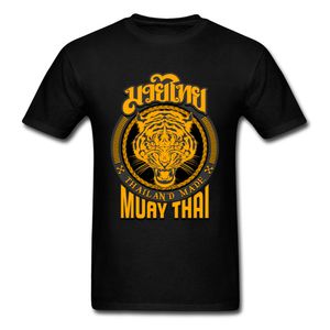 Erkek Gömlek Kung Fu toptan satış-Serin Muay Thai Tiger Tayland T Gömlek Adam Kung Fu T Gömlek Mens Siyah Toptan İndirim Pamuk Tees Grupları Tops Hip Hop Tshirt Mektubu
