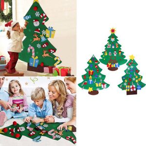 Albero di Natale Moda Fai da te Feltro con decorazioni Porta Appeso a parete Regalo educativo per bambini Albero di Natale circa 77X100 cm EEA463