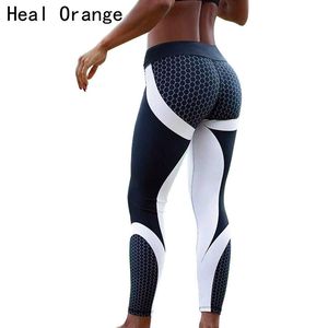 Heal Orange Women Sport Legings Yoga Pants 3D Print Push Up Sexig Slant Pant Fitness Clothing Running Tights Gym Sportwear C19042101