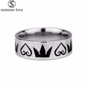 Wholesale mens silver engagement rings resale online - Trendy Hip Hop Heart Crown Ring Men Accessories Vintage Punk Rock Stainless Steel Ring For Men Valentine s Day Jewelry Z