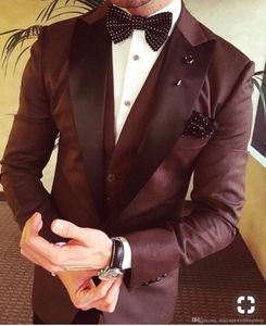 Fashionable Groom Tuxedos One Button Burgundy Men Wedding Dress Mens Blazer Dinner Party Business Suits (Jacket+Pants+Vest+Tie) J764