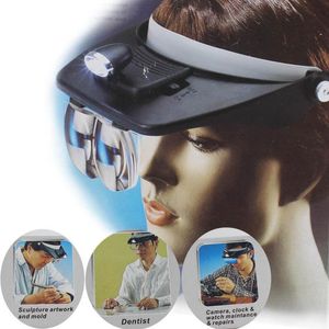 Headband LED Headset Head Light Magnifier Lupa Lupa 4x Lens