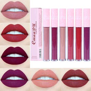 CmaaDu 6 Farben natürlicher, feuchtigkeitsspendender, flüssiger Lippenstift, mattrosa Tube, Antihaft-Becher, langanhaltender Lipgloss