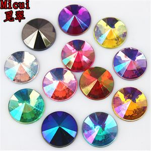 200Pcs 10mm AB Color Round Shape Acrylic Rhinestones Glue On Flatback Pointed Crystal Stones Strass For DIY Crafts Jewelry Making ZZ58