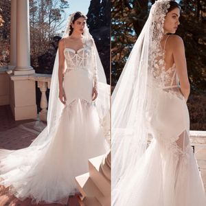 2020 Mermaid Wedding Dresses Spaghetti Applique Wedding Gowns Sweep Train With Detachable Tarin Bridal Gowns Vestidos De Novia