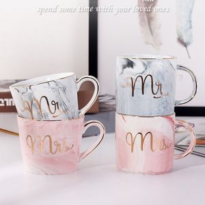 Marmurowe Ceramiczne Kubki Złociane Para Kochanka Prezent Rano Kubek Mleko Kawa Herbata Śniadanie Kreatywna Porcelanowa Puchar