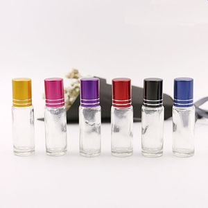 4 ml Cam Esansiyel Yağı Rulo Cam Şişeler ile Topları Aromaterapi Parfüm Şişeleri Üzerinde Dudak Balsamları Rulo F2039