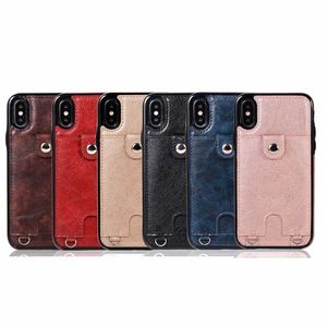 マルチファンクションIDカードポケット財布レザーバックカバーケースストラップiPhone 11 PRO MAX XS XR 8 7 6S PLUS SAMSUNG S8 S10 Note 10Pro