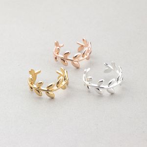 Wholesale rose gold leaf ring resale online - Cute Laurel Wreath Wedding Rings For Women Men Anel Feminino Adjustable Rose Gold Anillos Branch Leaf Ring