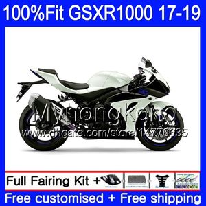 Para injecção SUZUKI GSX R1000 K17 GSXR1000 GSXR 1000 331HM.61 L7 L8 GSXR1000 GSXR1000 17 18 19 2017 2018 2019 OEM carenagem branco pérola