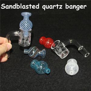 New Beveled Edge Quartz Banger Nails com vidro CARB Cap Masculino 14mm 90 graus para bongos de vidro