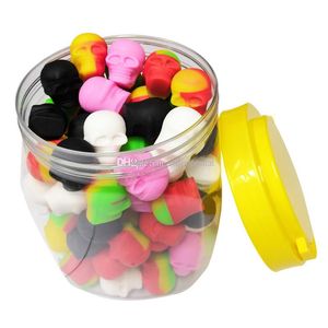 Contenitore in silicone barattoli di cera mini scatola 100 pezzi per una lattina 3ml contenitore di colori assortiti teschio per contenitori Dabs vasetti di silicone cera