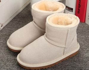 Hot Sale-barn lyx designer kvinnor stövlar vinter snö boot ankel knä kort rosett päls svart kastanje grå mode dam tjej skor sneaker