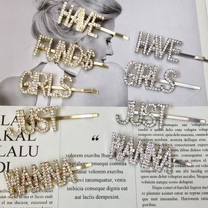 Bling Bling Strass Buchstaben Haarspange Frauen Kristall Buchstaben Haarspangen für Geschenk Party Großhandel Hohe Qualität